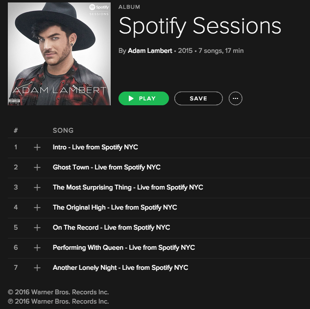 Adam Lambert Spotify Sessions Download